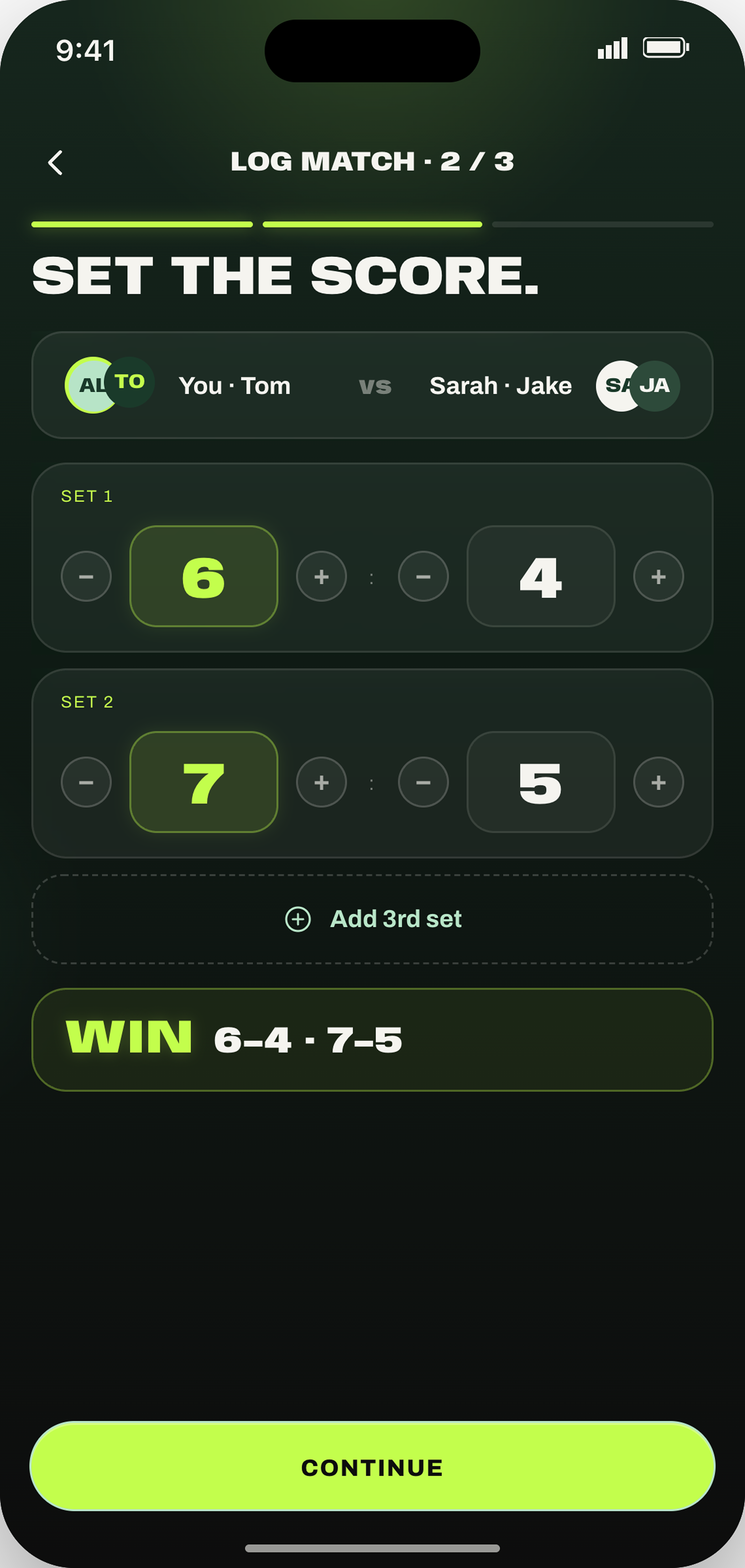 Set the score