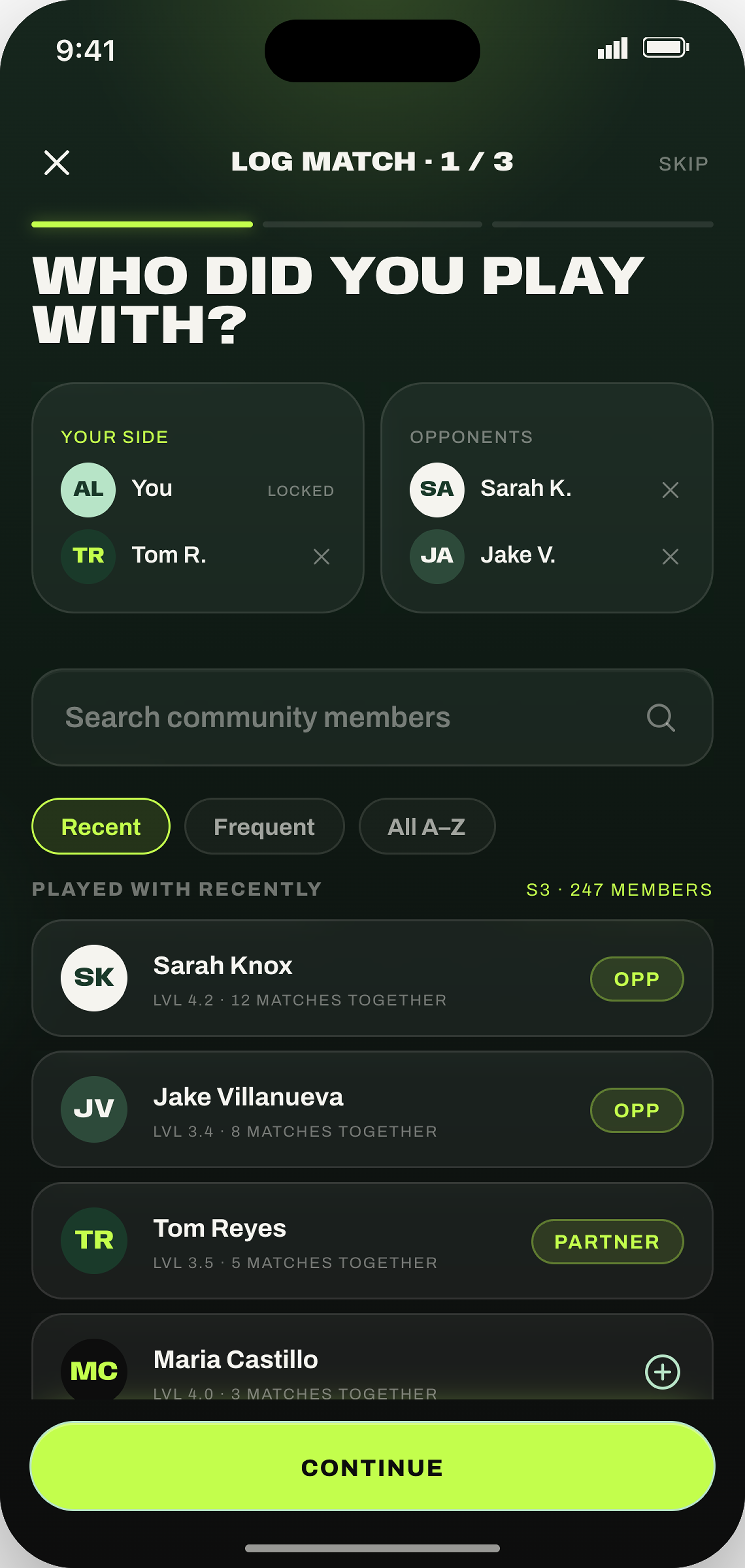 Pick players